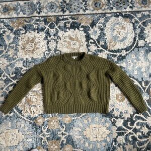 Madewell olive green cable knit sweater